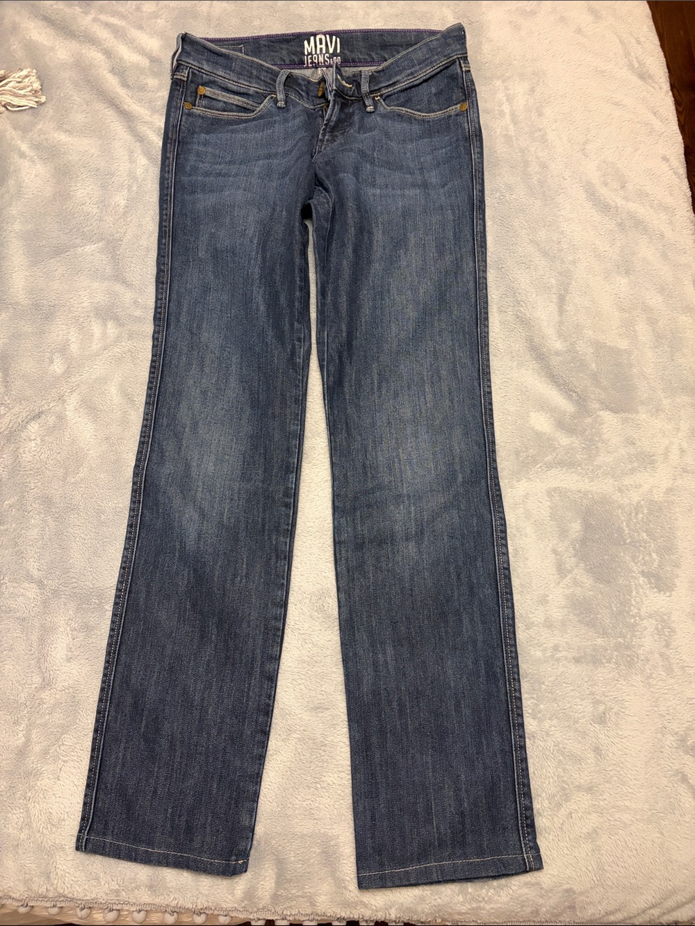 Mavi Straight Leg Jeans in Medium Blue Denim
